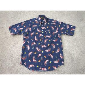 Vintage Tango by Max‎ Raab Shirt Mens Large Blue Sailboat Nautical Made USA 90s